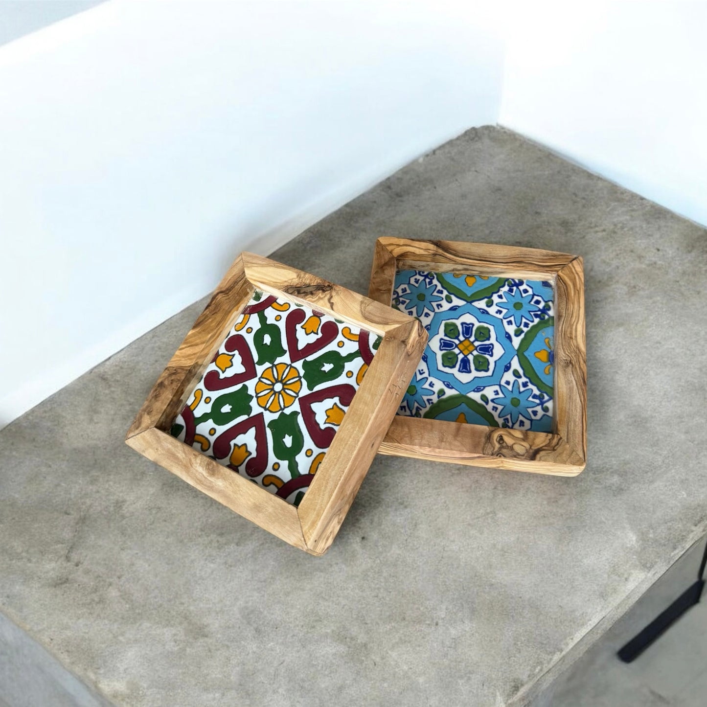 Handcrafted Olive Wood Tile Art