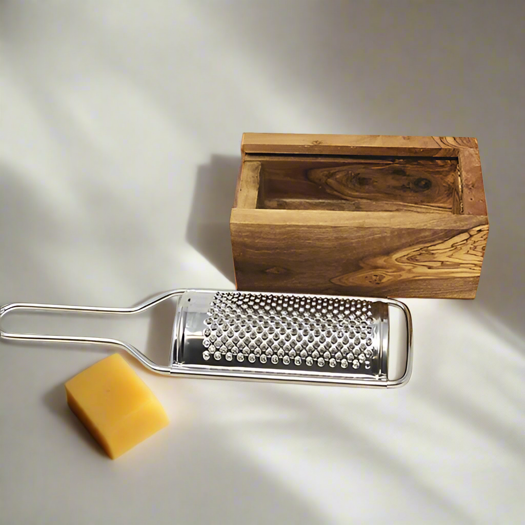 Premium Olive Wood Cheese Grater – Handmade from Tunisia.