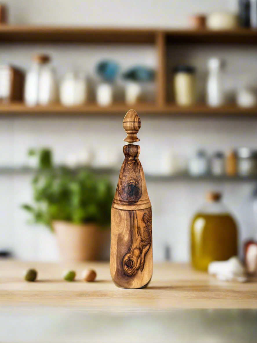 Olive Wood Oil Bottle - Handmade