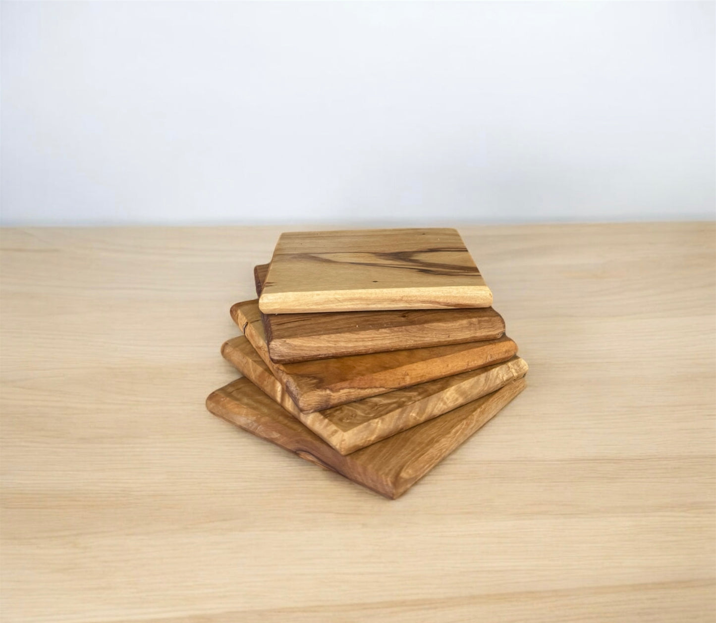 Eco-Friendly Olive Wood Coasters - Handmade 5 pcs