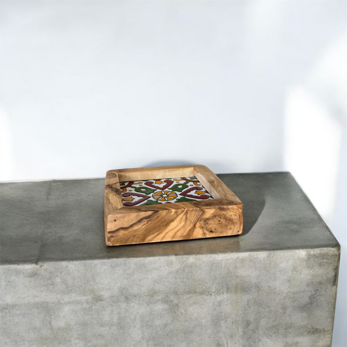 Handcrafted Olive Wood Tile Art