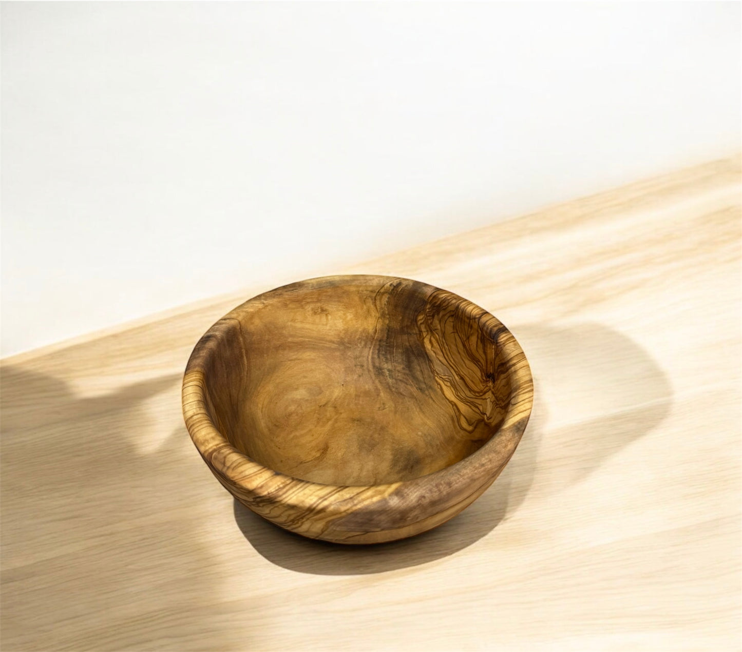 Natural Olive Wood Salad Bowl – Handcrafted in Tunisia