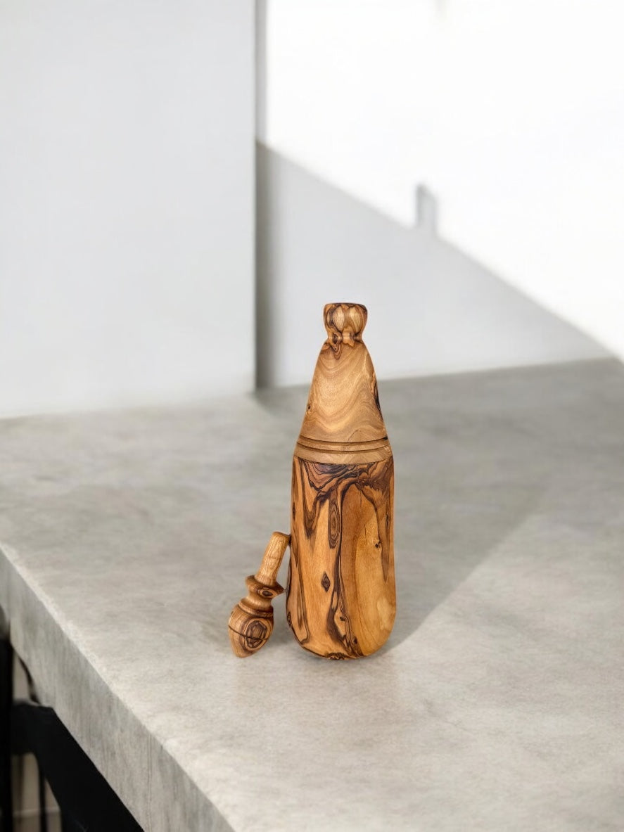 Olive Wood Oil Bottle - Handmade