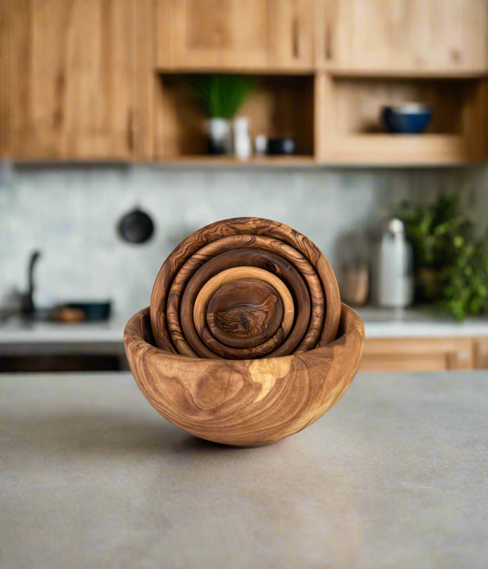 Wonderful Olive Wood Set of Bowls - 6 pcs