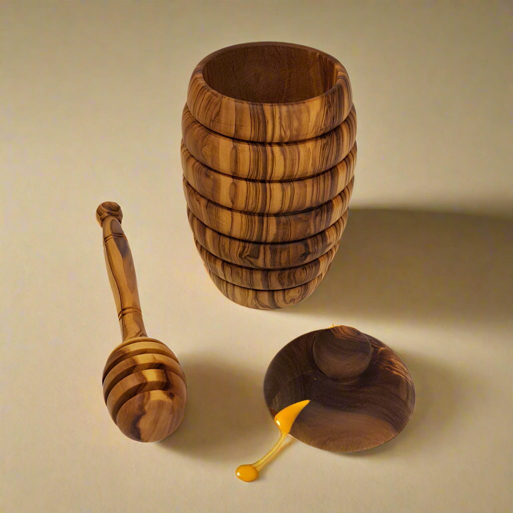 Handcrafted Olive Wood Honey Cup – Artisan Design