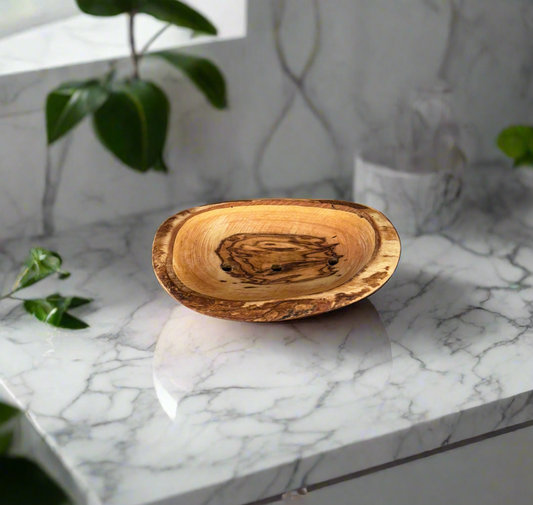 Handcrafted Olive Wood Soap Dish – Eco-Friendly