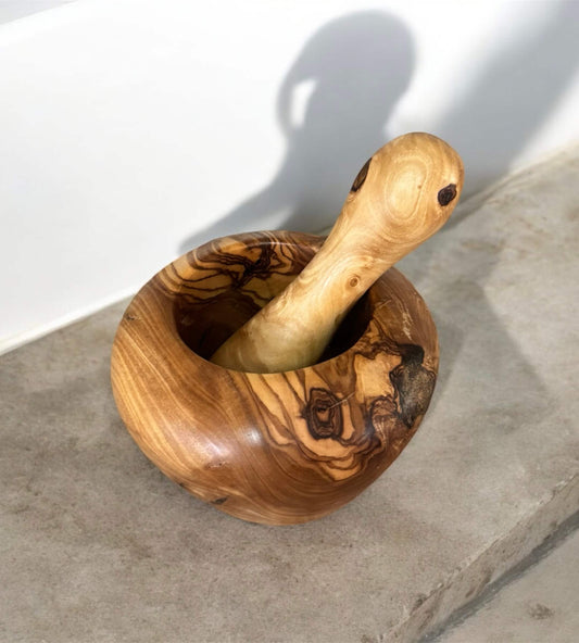 Handmade Olive Wood Mortar and Pestle