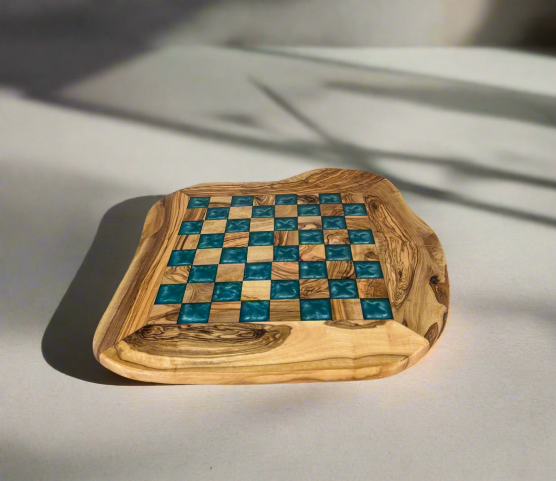 Wonderful Olive Wood Chessboard - with Resin