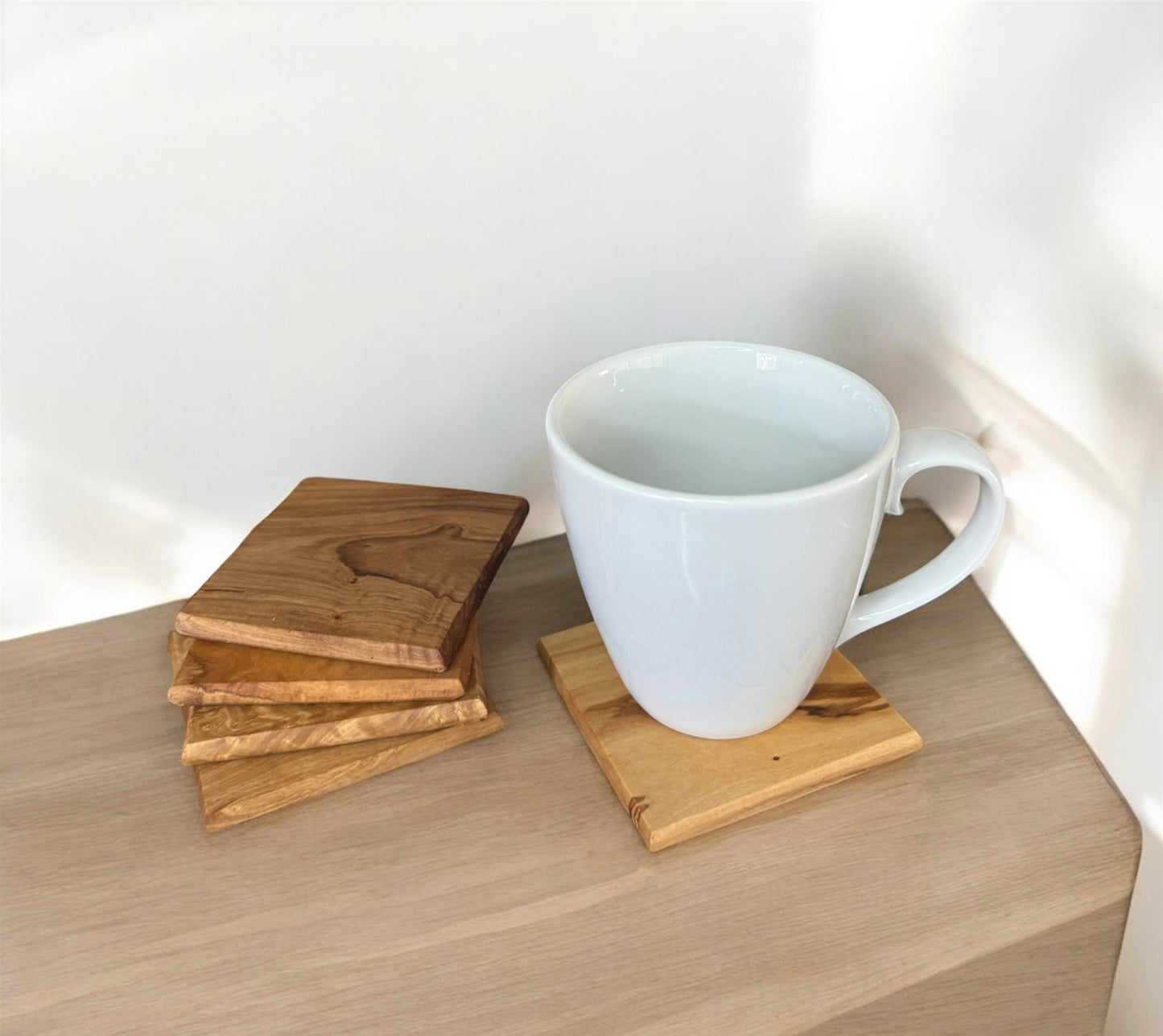 Eco-Friendly Olive Wood Coasters - Handmade 5 pcs