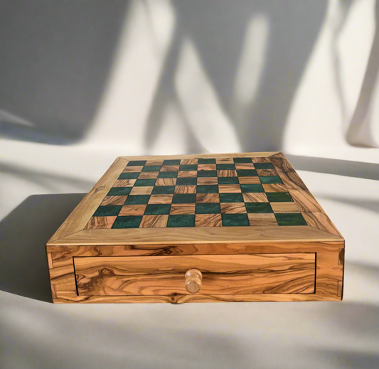 Premium Olive Wood Chessboard - with resin